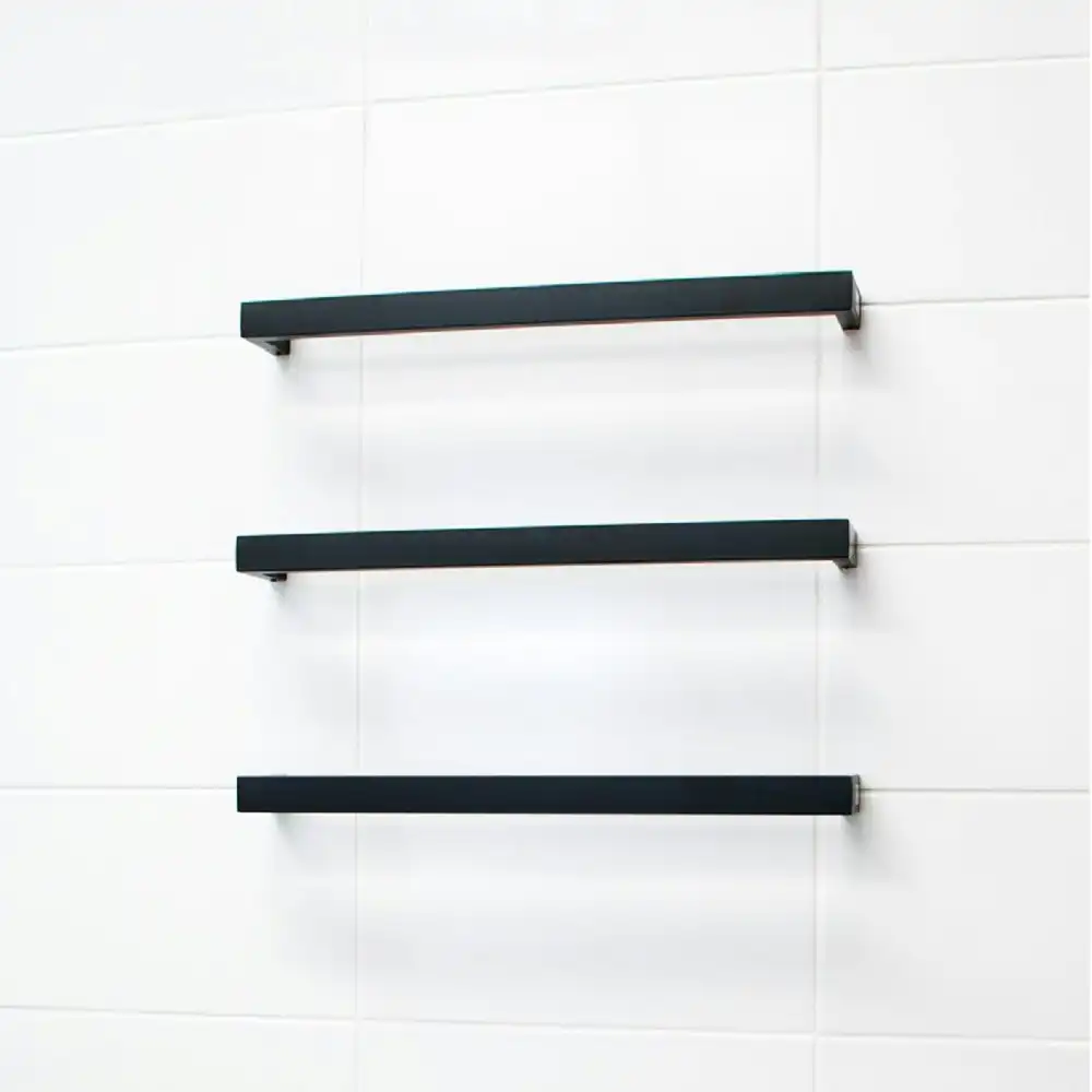 Radiant Black 800mm Square Single Bar Heated Towel Rail (Left or Right Wiring) BSBSTR-800