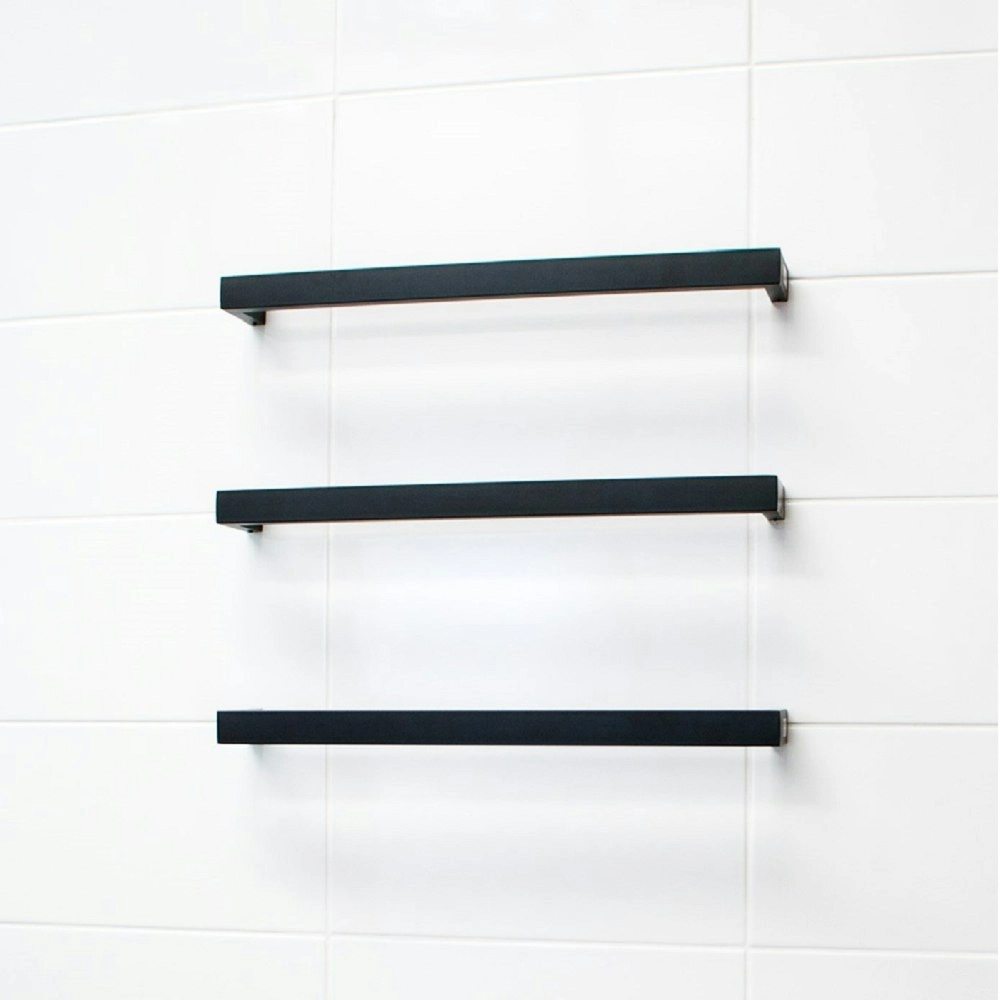 Radiant Black 800mm Square Single Bar Heated Towel Rail (Left or Right Wiring) BSBSTR-800