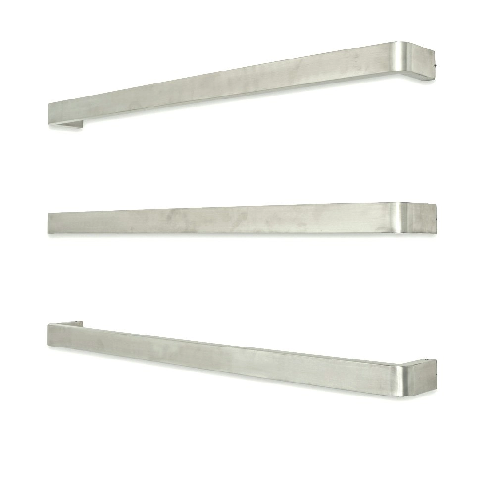 Radiant Brushed Satin 800mm Single Squareare Bar with Rounded ends Heated (Left or Right Wiring) BRU-VAIL-800