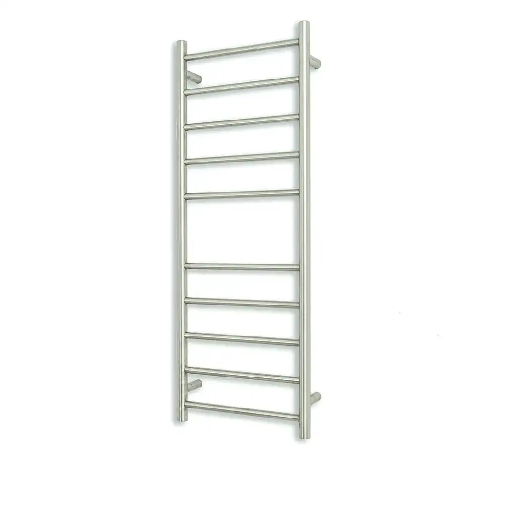 Radiant Low Voltage Brushed Satin 430 x 1100mm Round Heated Towel Rail (Right Wiring) 12V-BRU-RTR430RIGHT
