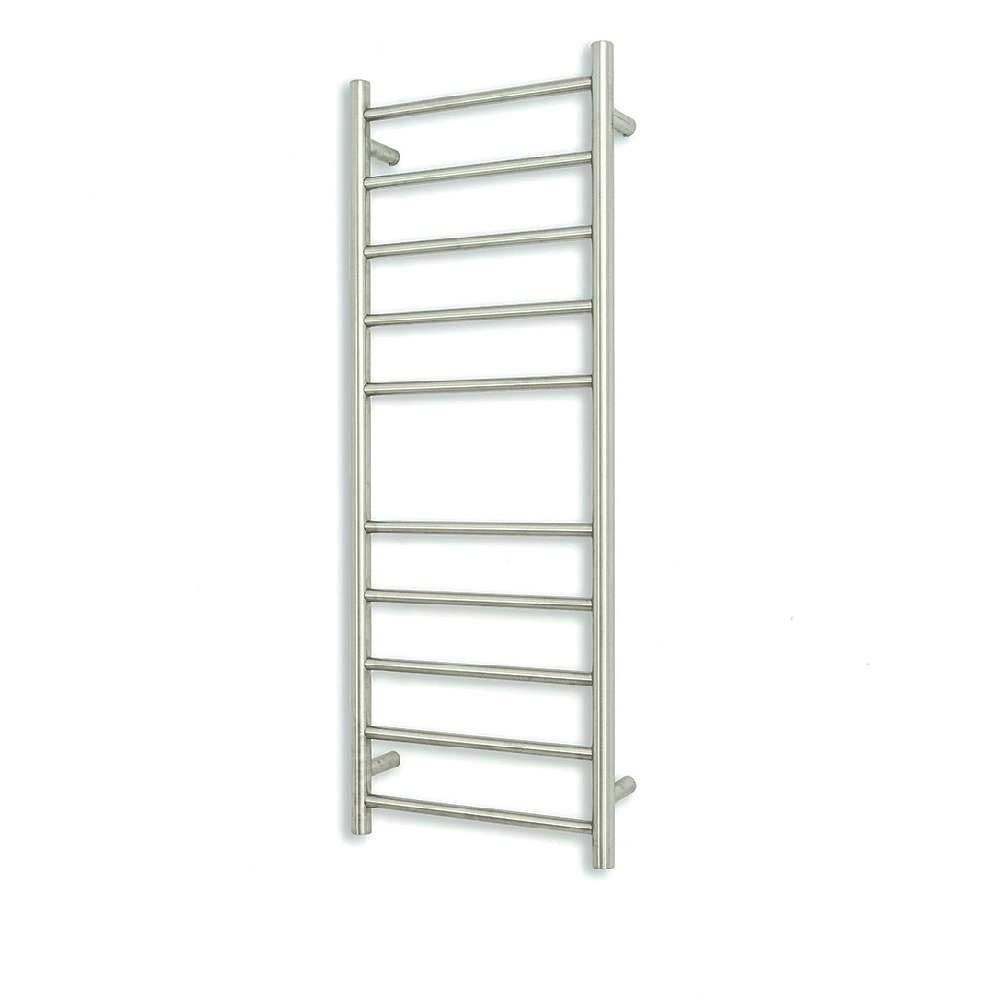 Radiant Low Voltage Brushed Satin 430 x 1100mm Round Heated Towel Rail (Left Wiring) 12V-BRU-RTR430LEFT