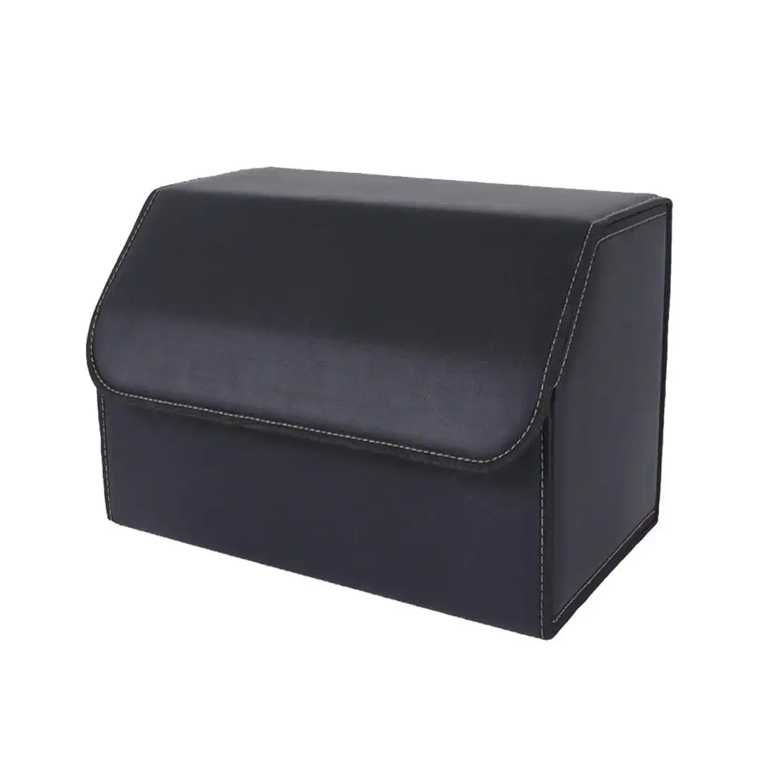 Soga Leather Car Boot Collapsible Foldable Trunk Cargo Organizer Portable Storage Box Black Medium
