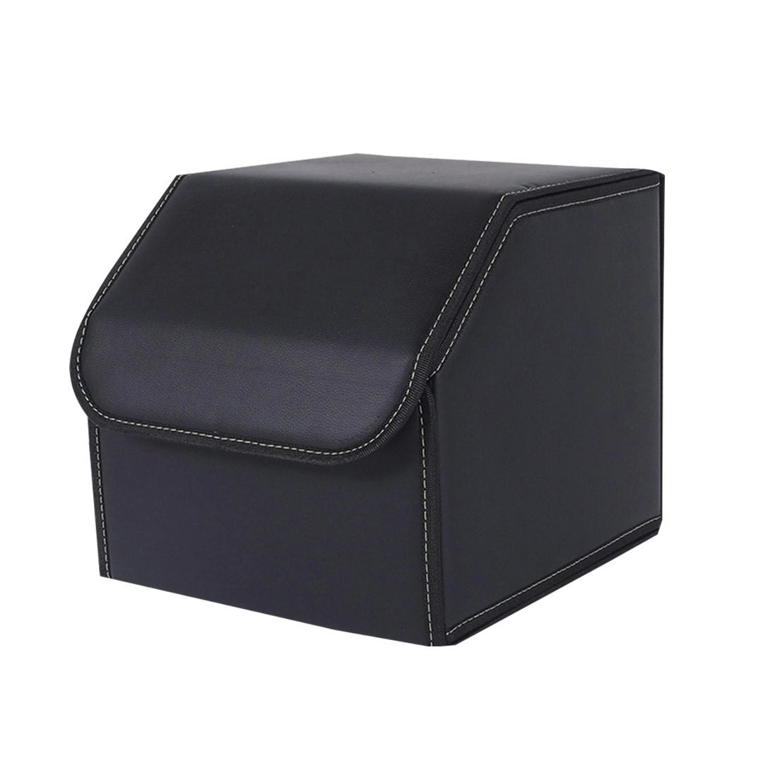 Soga Leather Car Boot Collapsible Foldable Trunk Cargo Organizer Portable Storage Box Black Small