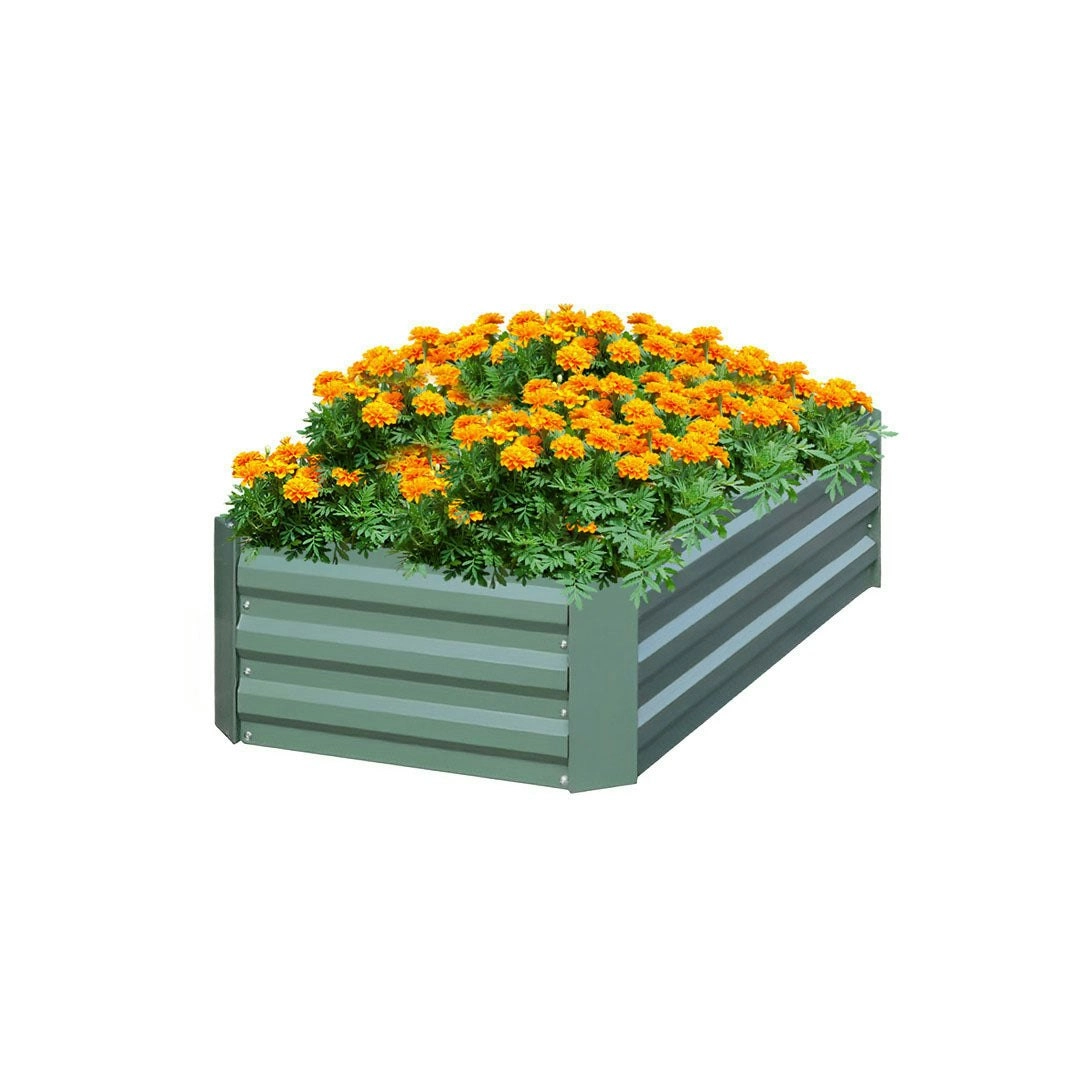 Soga 120x90cm Rectangle Galvanised Raised Garden Bed Vegetable Herb Flower Outdoor Planter Box