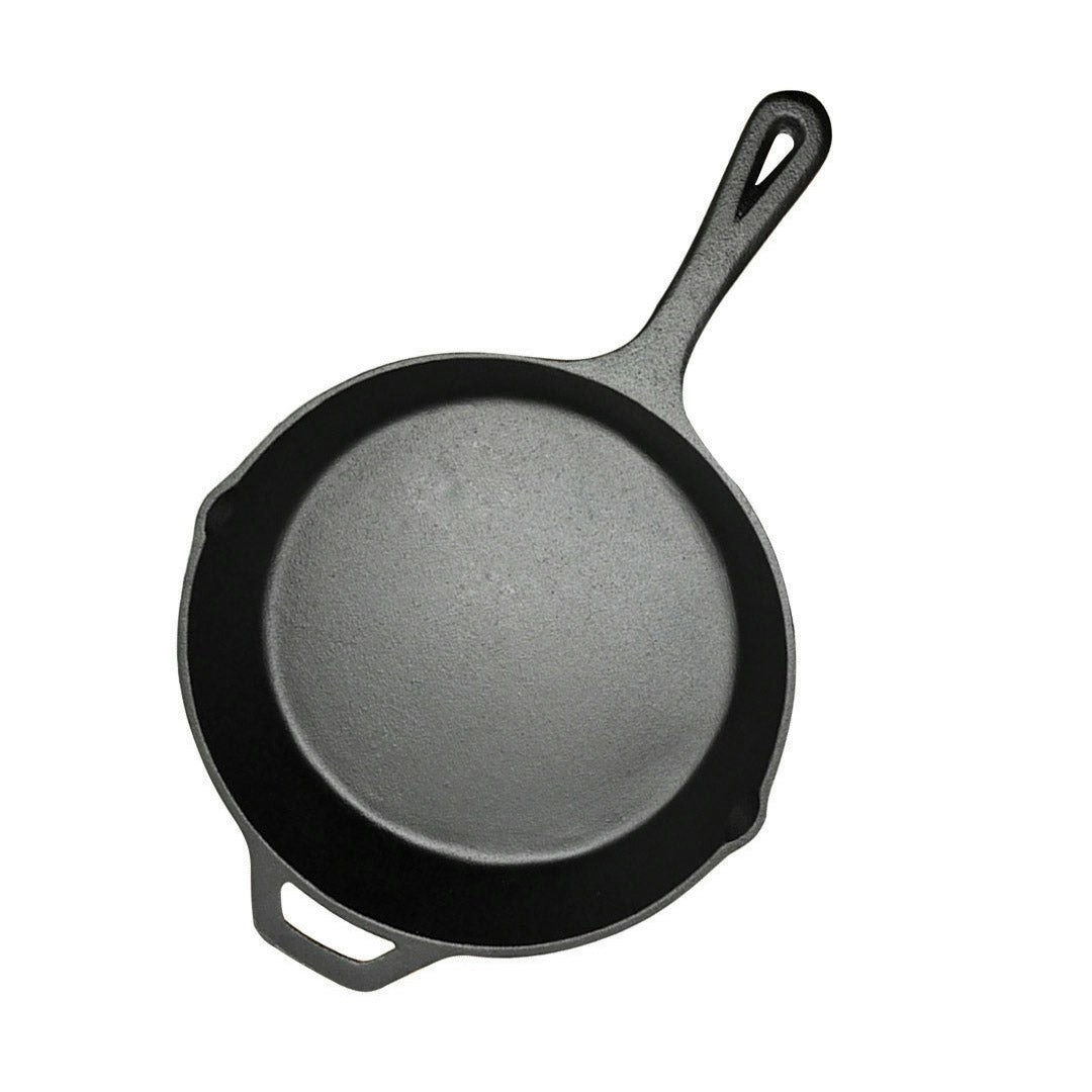 Soga 30cm Round Cast Iron Frying Pan Skillet Steak Sizzle Platter with Helper Handle