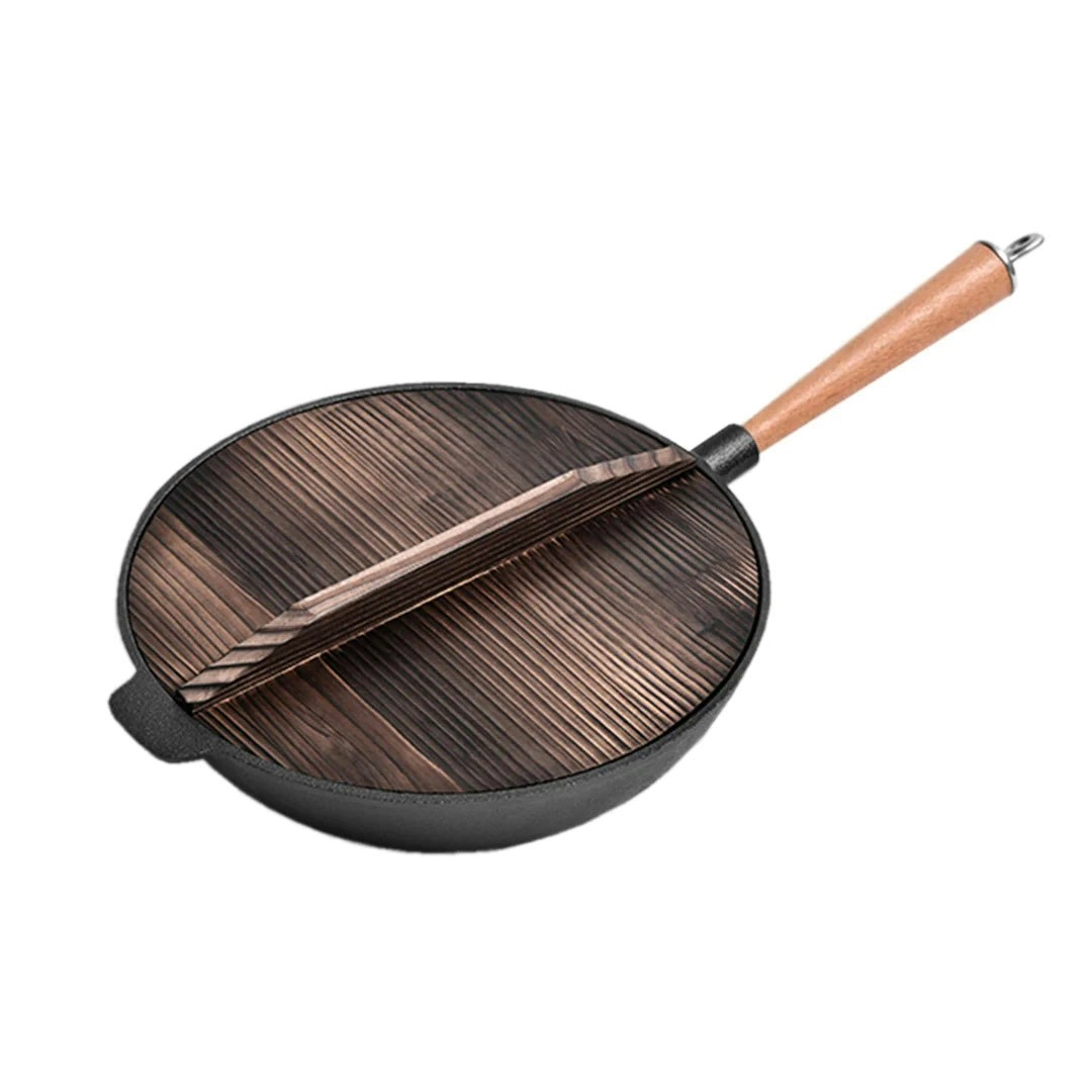 Soga 31cm Commercial Cast Iron Wok FryPan Fry Pan