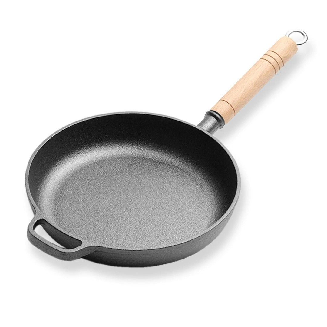 Soga 27cm Round Cast Iron Frying Pan Skillet Steak Sizzle Platter with Helper Handle