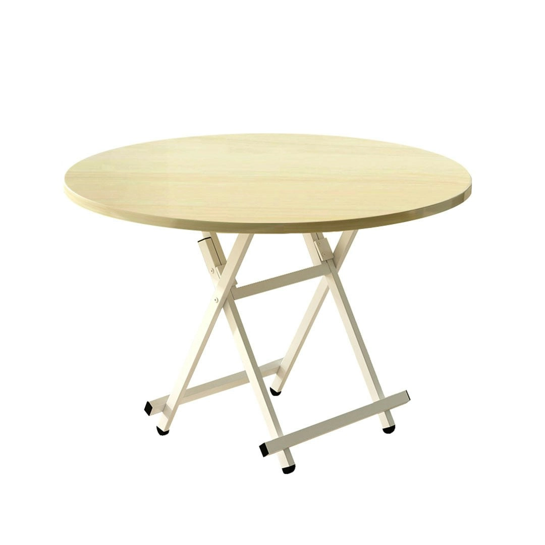 Soga Maple Grain Dining Table Portable Round Surface Space Saving Folding Desk Home Decor