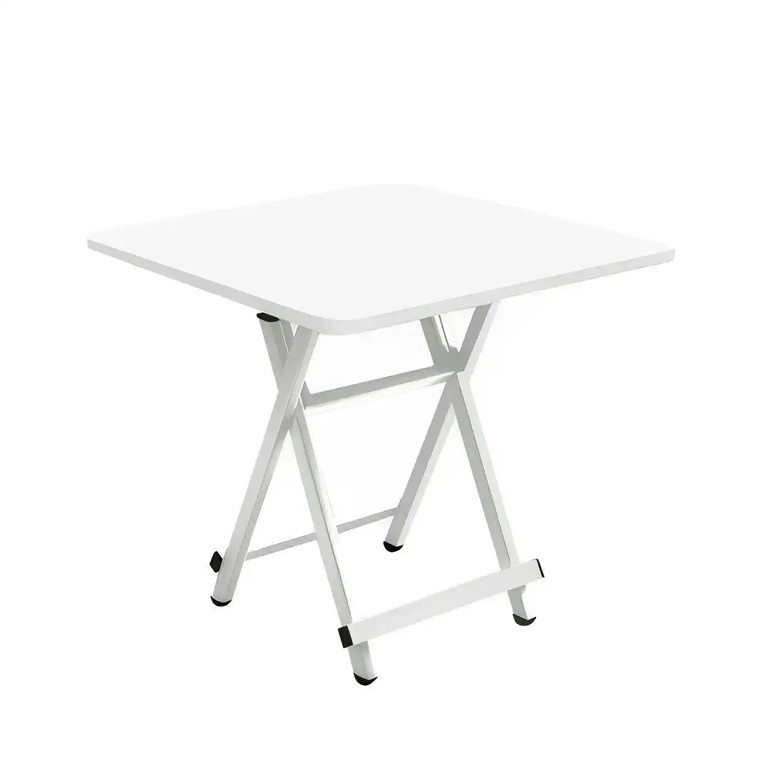 Soga White Dining Table Portable Square Surface Space Saving Folding Desk with Lacquered Legs  Home Decor