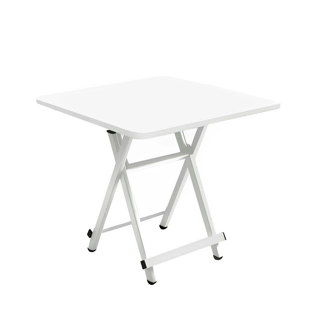 Soga White Dining Table Portable Square Surface Space Saving Folding Desk with Lacquered Legs Home Decor