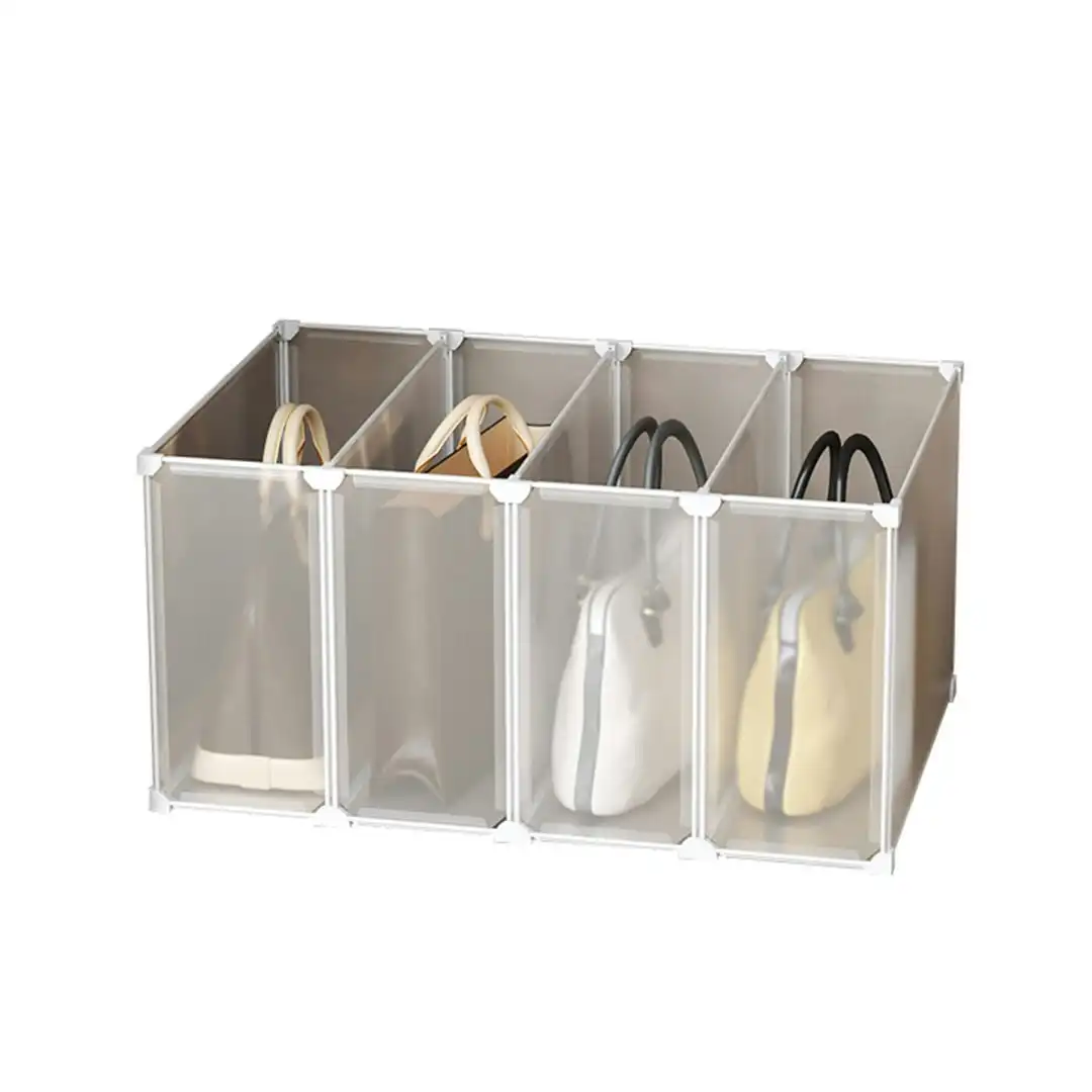 Soga 1 Tier Multifunctional PP Plastic Bag Box Portable Cubby DIY Storage Shelves Stackable Handbag Purse Organiser