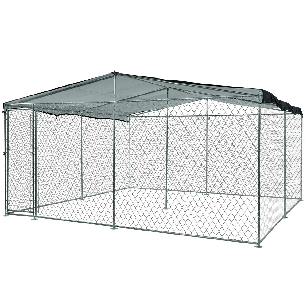 4x4m Dog Kennel Enclosure Pet Playpen Outdoor Wire Cage Puppy Animal Fence Large with Cover Shade