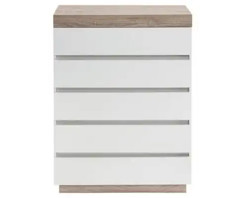 Ashley Coastal White Wooden Chest of 5 Drawers Tallboy