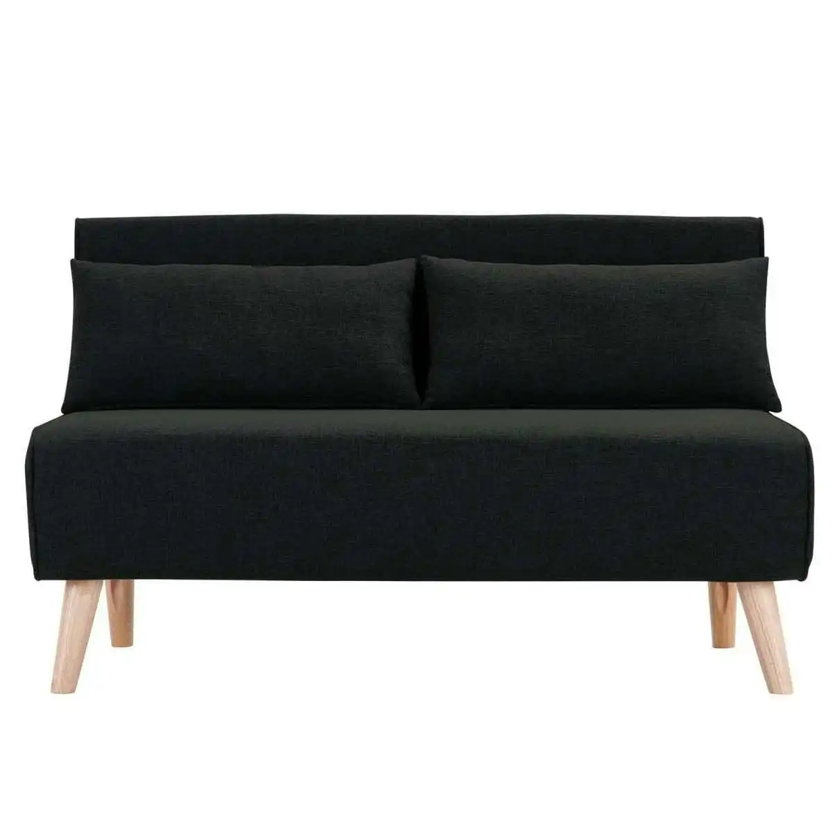 2 Seater Adjustable Sofa Bed Lounge Faux Velvet Fabric   Black