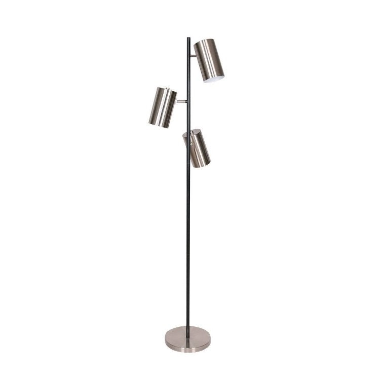 Sarantino 3 Shade Metal Floor Lamp Nickel & Matte Black Finish