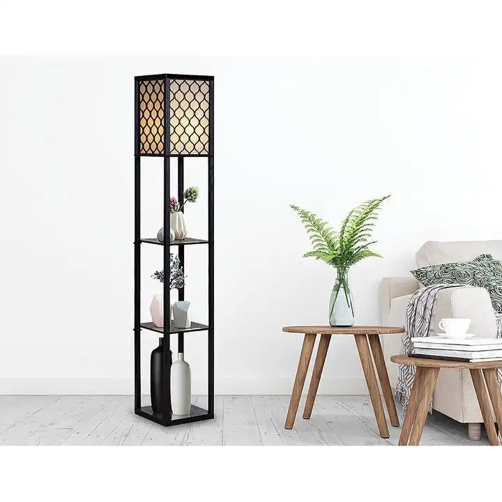 Shelf Floor Lamp - Shade Diffused Light Source with Open-Box Shelves - Type B