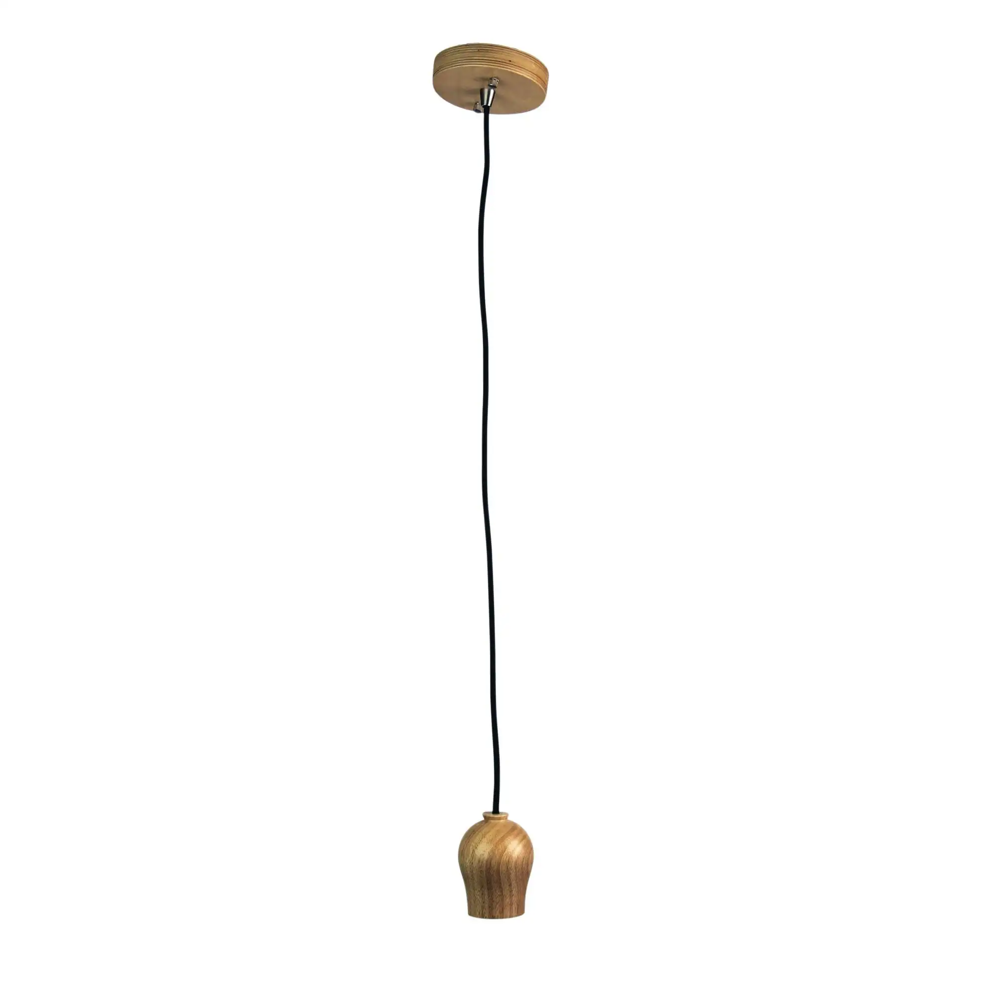 BUD Pendant Lighting Timber and Cloth Cord Suspension 180cm