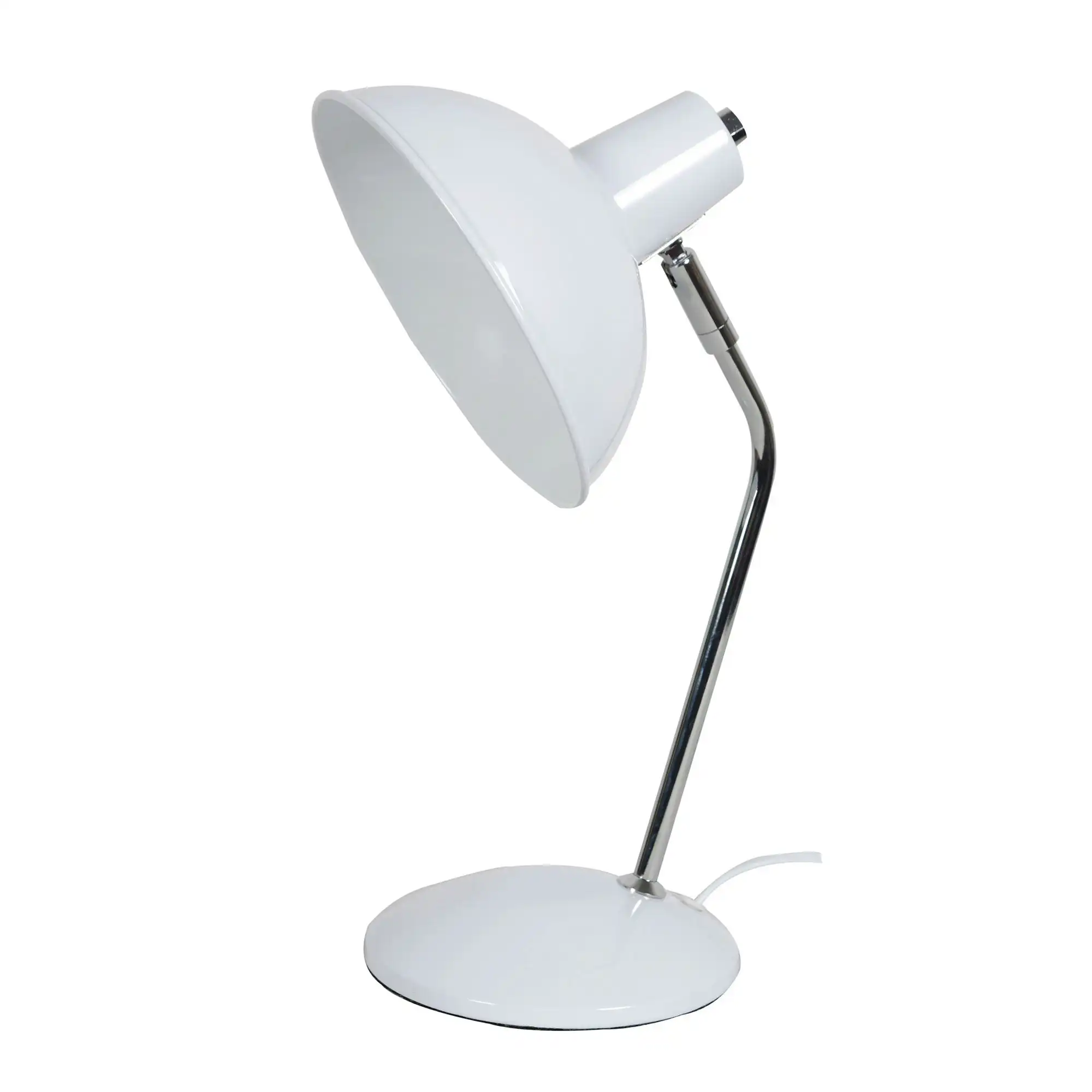 Thea White and Chrome Desk Lamp