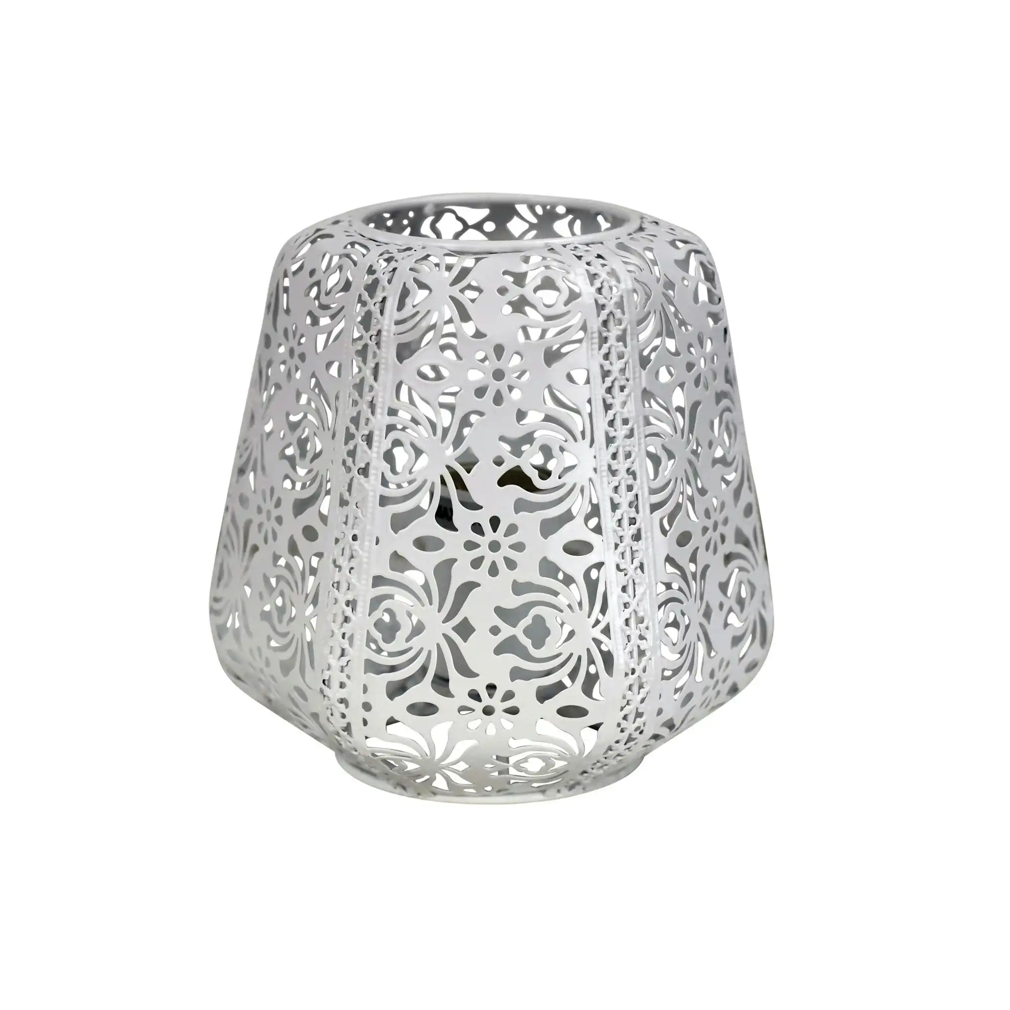 LACE White Floral Laser Cut Metal Lamp