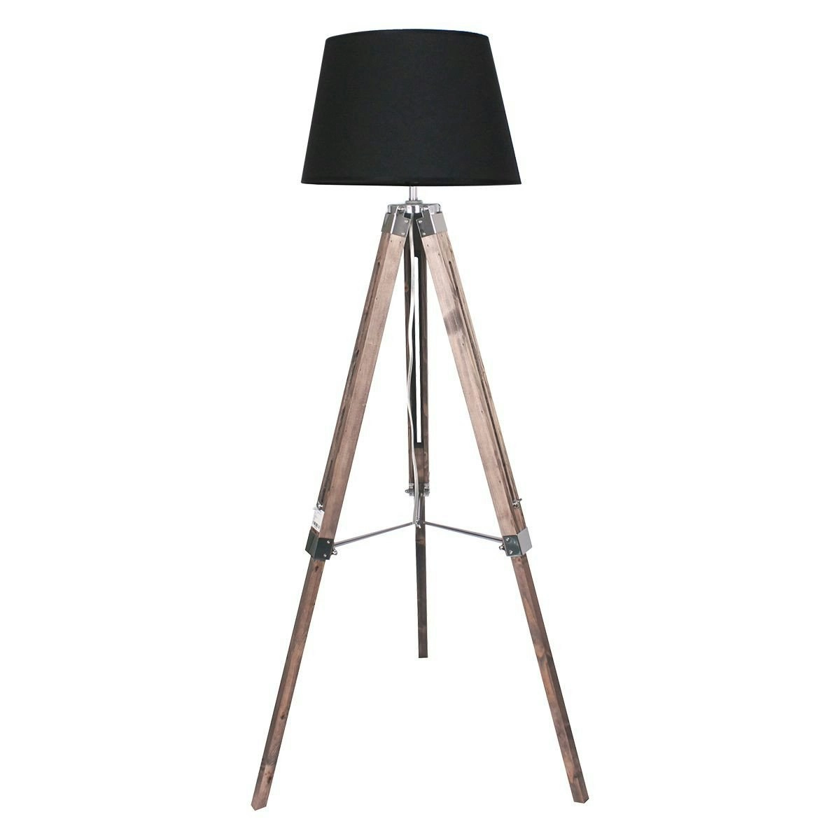 Timber Tripod Floor Lamp Shade Adjustable Height Linen Taper Fabric