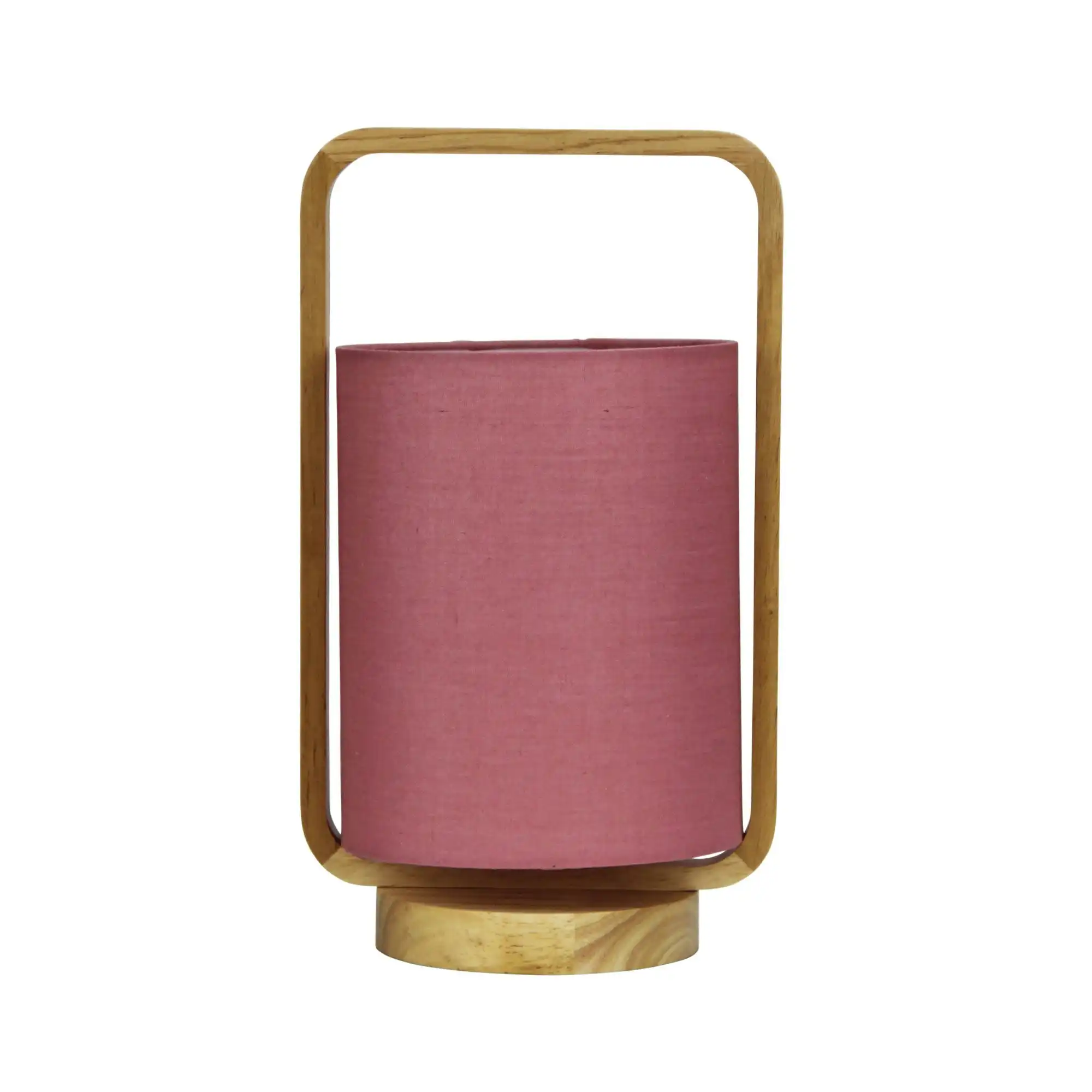 LUCIA Natural Timber and Pink Cotton Lamp