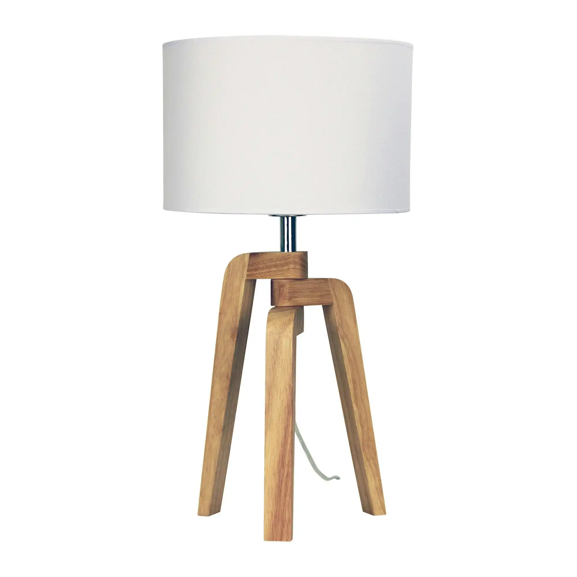 LUND TABLE LAMP Scandi Inspired Timber Tripod Lamp with Shade