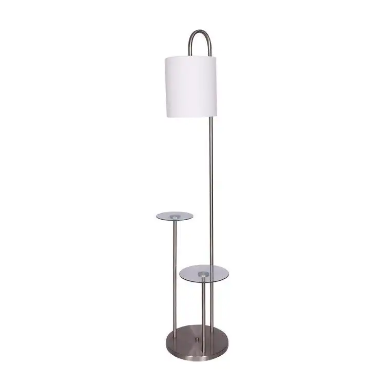 Sarantino Metal Floor Lamp With Glass Shelves