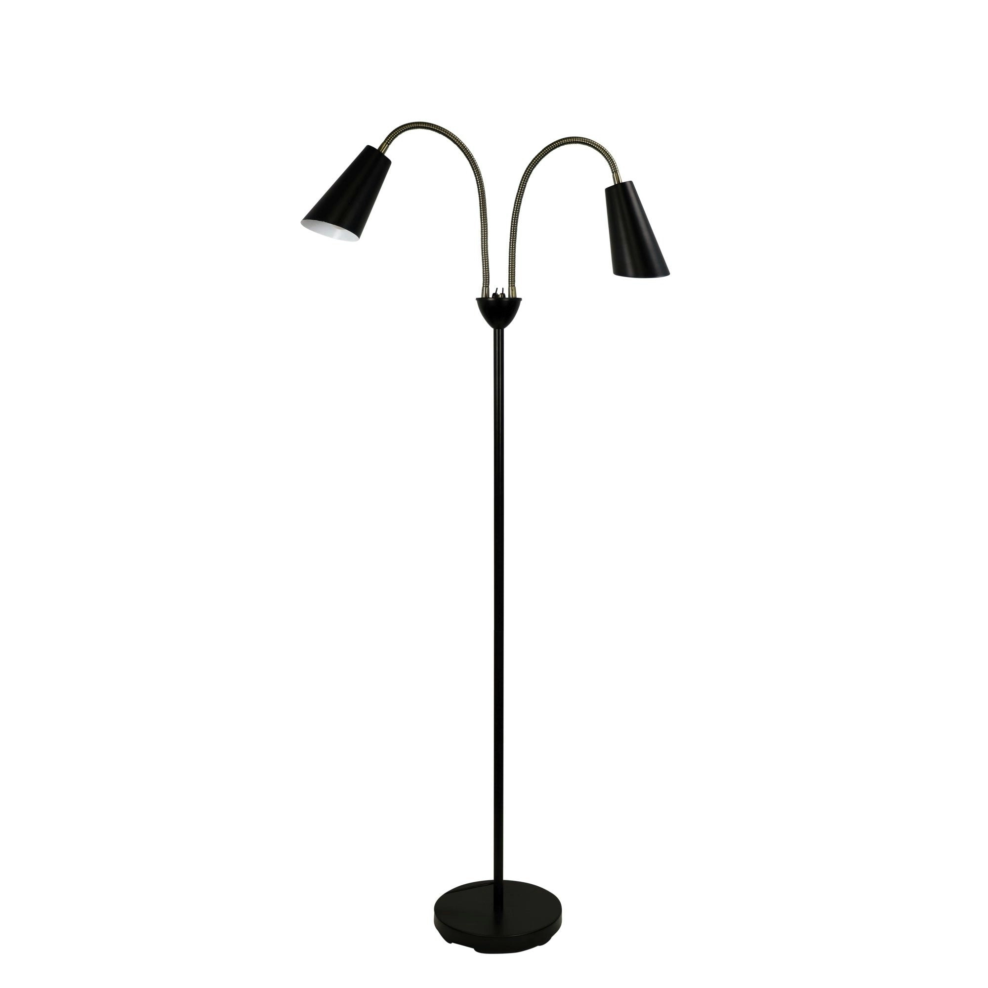 WALT Twin Flexible Neck Lamp Black with Antique Brass