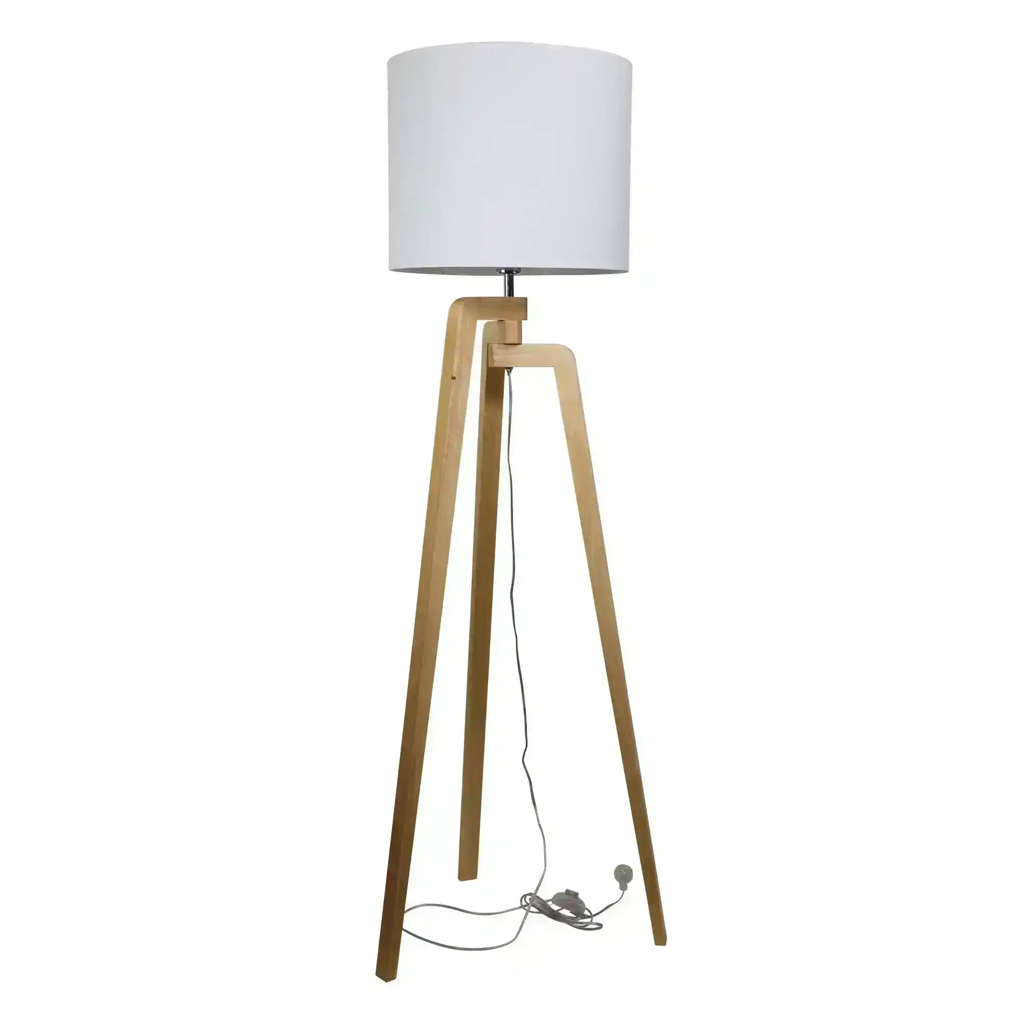 LUND FLOOR LAMP Scandi Inspired Timber Tripod Lamp with Shade