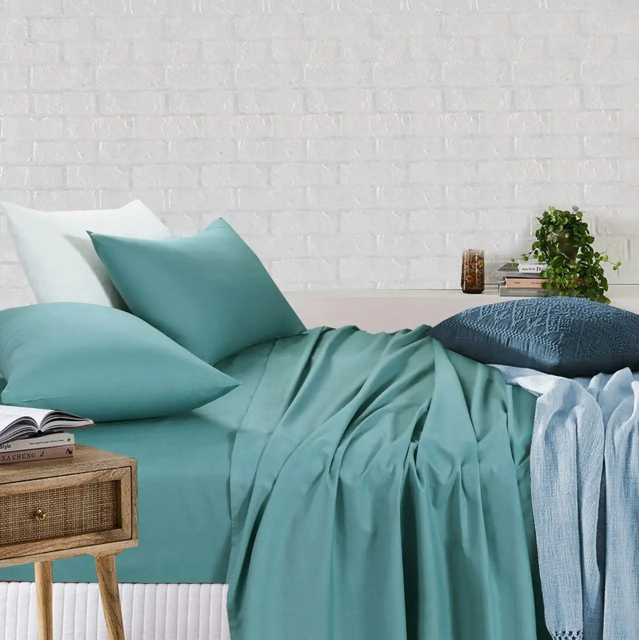 Amsons Sheet Set - Fitted & Flat Sheet With Pillowcases - Mint Green