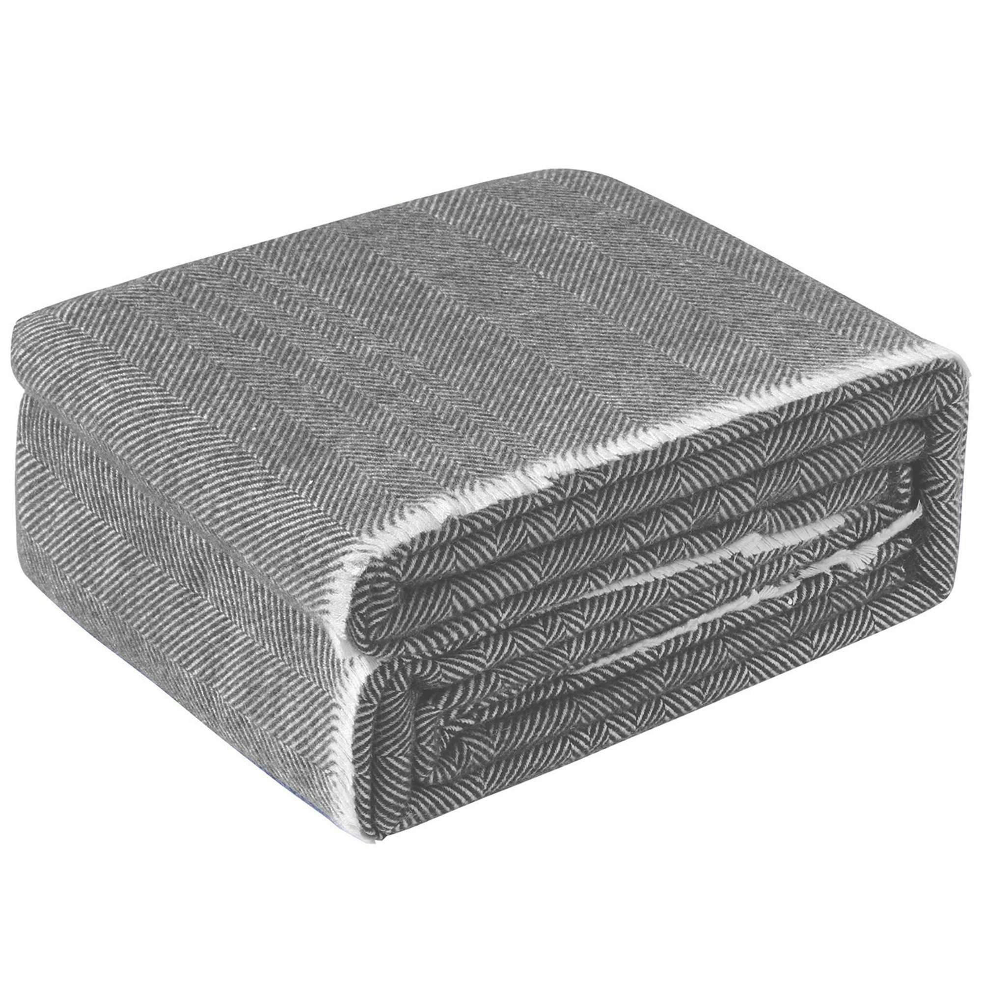 Accessorize Grey Herringbone Wool Blanket