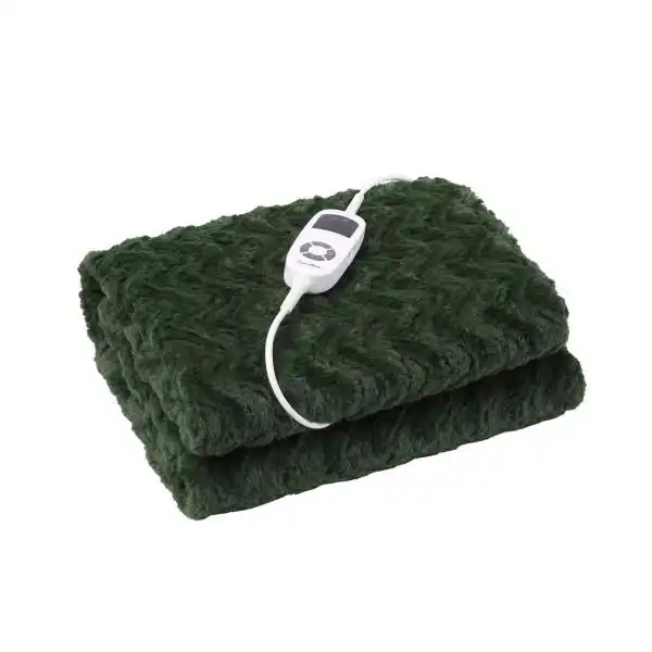 Dreamaker Faux Fur Heated Throw Eden Green