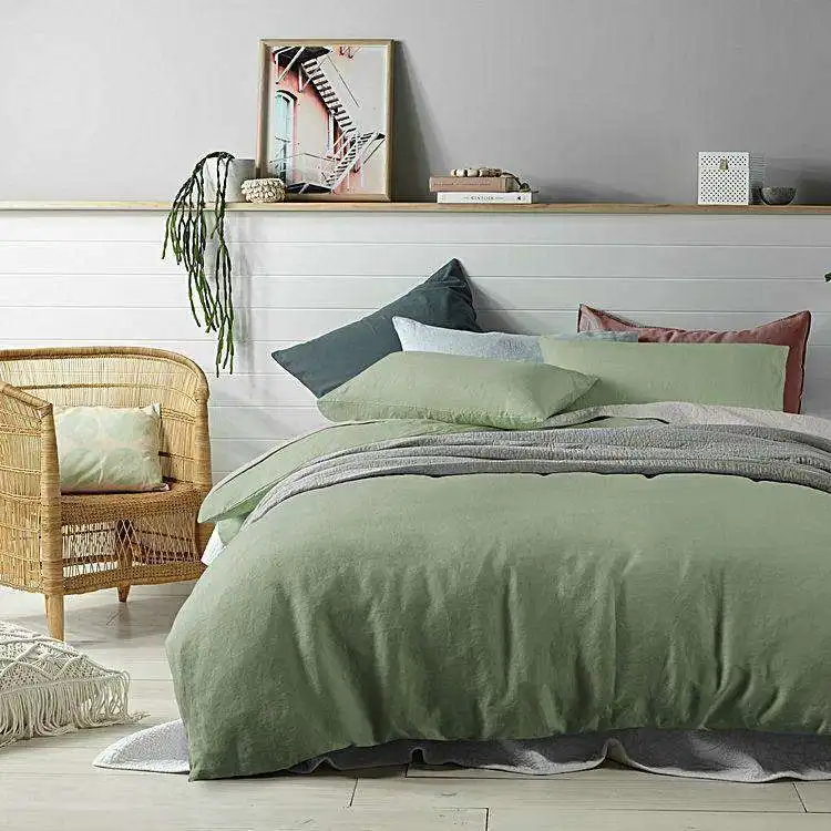 Vintage Design Sage Linen Quilt Cover Set