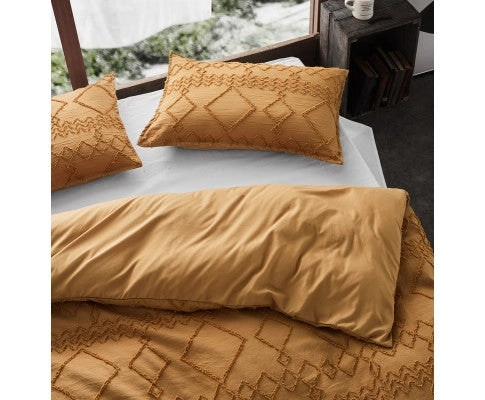 Gioia Casa Tufted ultra soft microfiber quilt cover set - CARAMEL