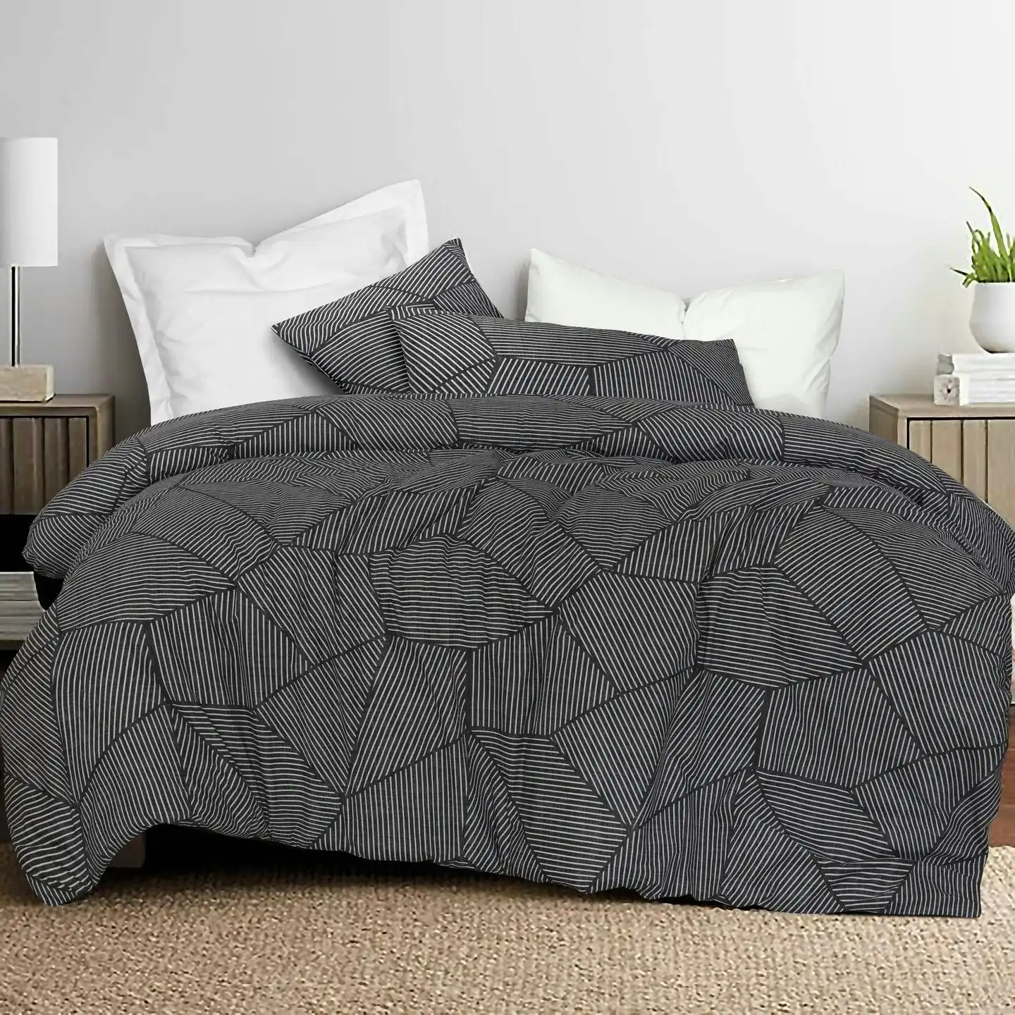 Amsons Pure Cotton Quilt Cover Set - Ariana Carbon