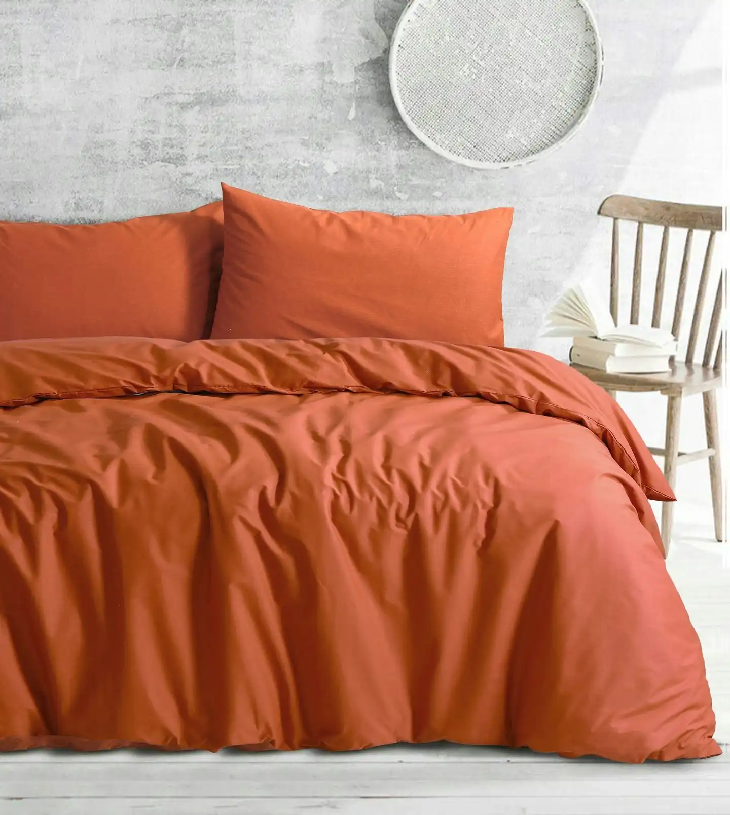 Amsons Royale Cotton Quilt Duvet Doona Cover Set with Europeon pillowcases - Rust