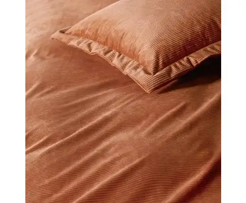 Gioia Casa Corduroy Velvet Queen Bed Quilt Cover Set - BRONZE