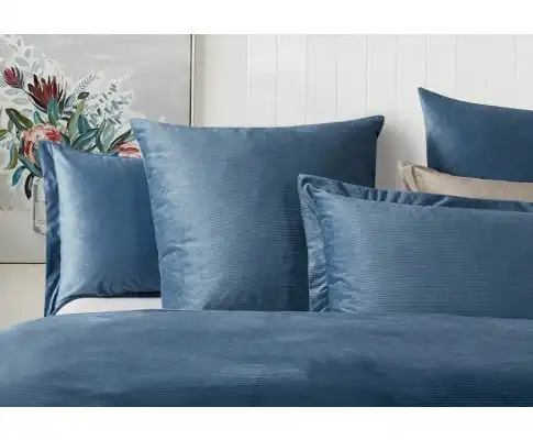 Gioia Casa Corduroy Velvet Queen Bed Quilt Cover Set - ASH BLUE