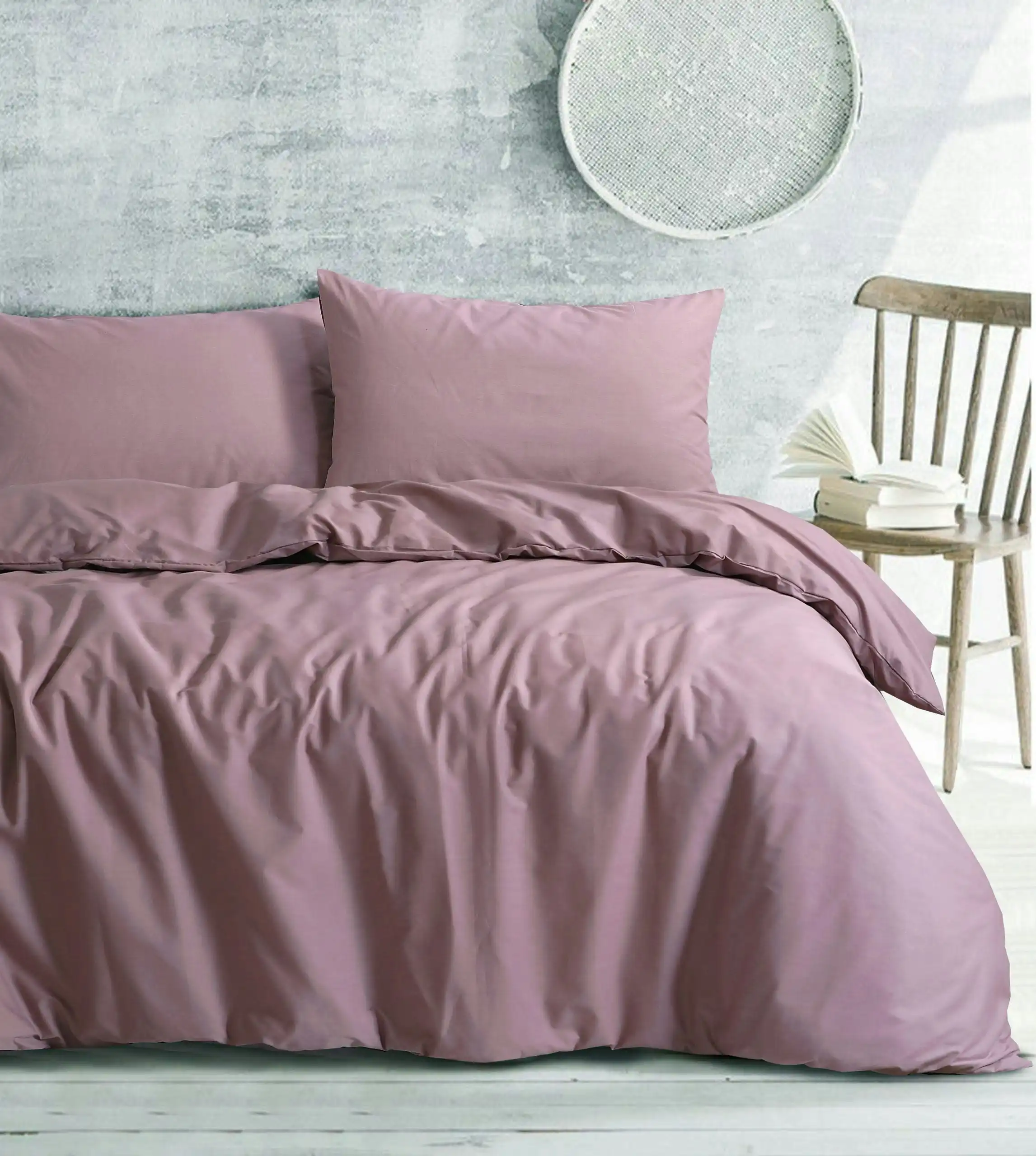 Amsons Royale Cotton Dusky Pink Quilt Cover Set with extra standard pillowcases
