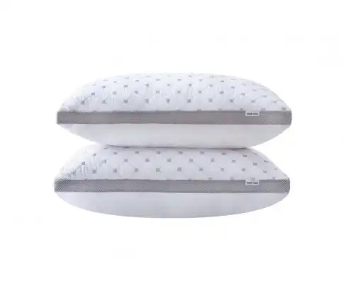 Gioia Casa Luxury Bamboo Cooling Twin pack plush down-like pillows with 2 bonus quilted waterproof pillow protectors