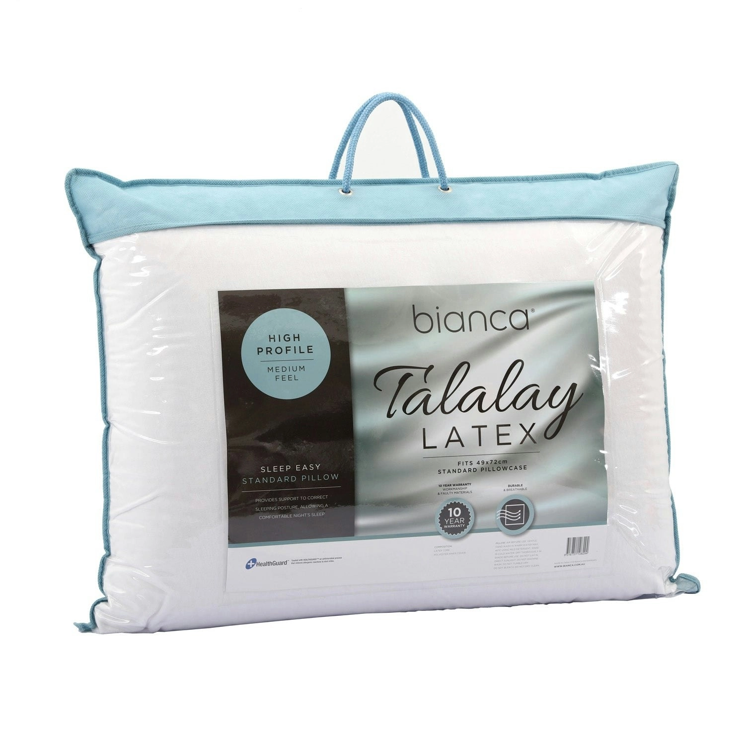 Bianca Bedding SLEEP EASY HIGH PROFILE MEDIUM FEEL TALALAY LATEX PILLOW