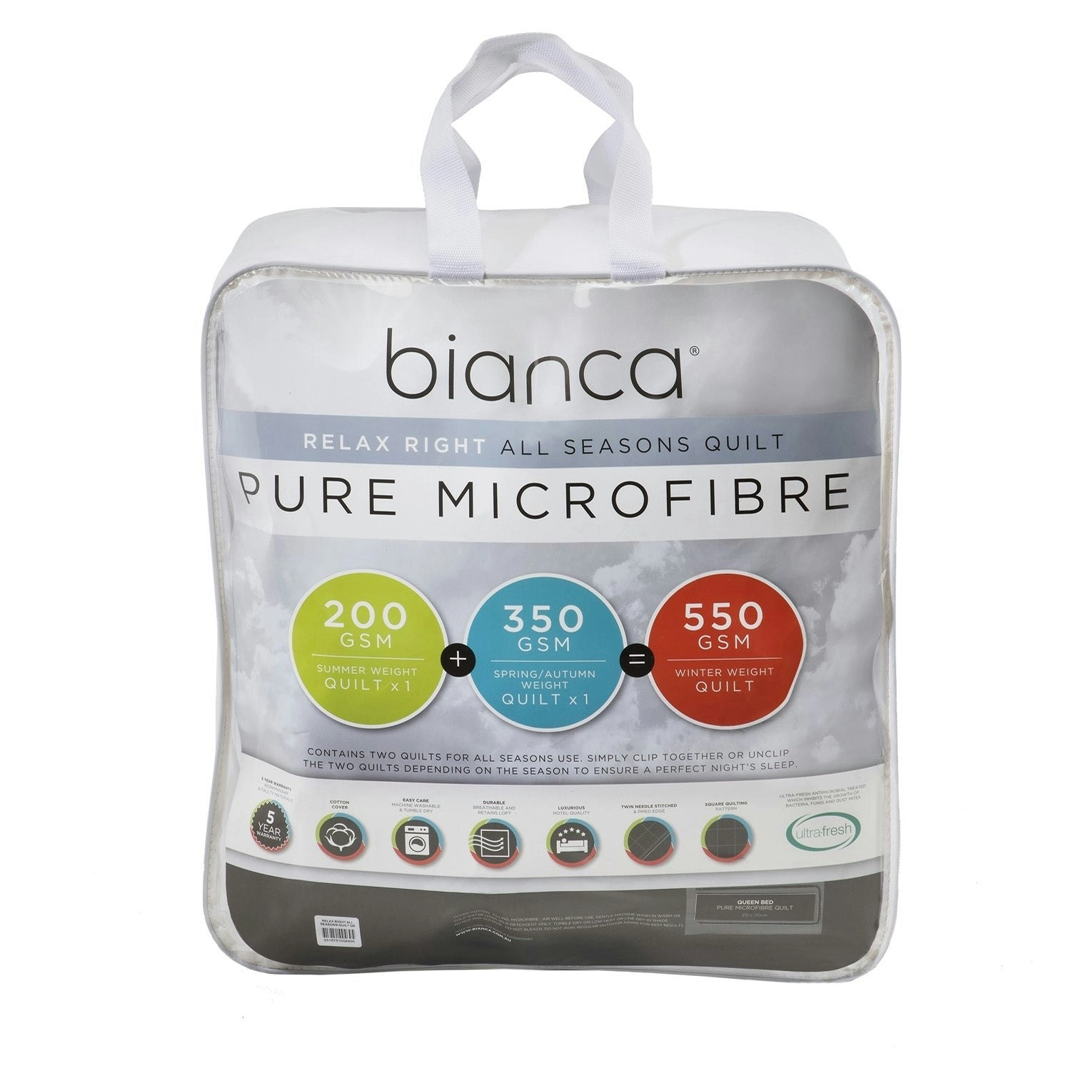 Bianca Bedding RELAX RIGHT PURE MICROFIBRE ALL SEASONS QUILT