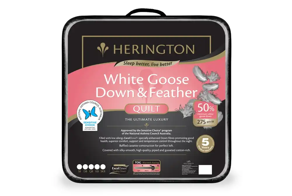 Herington White Goose Down & Feather 50 Quilt