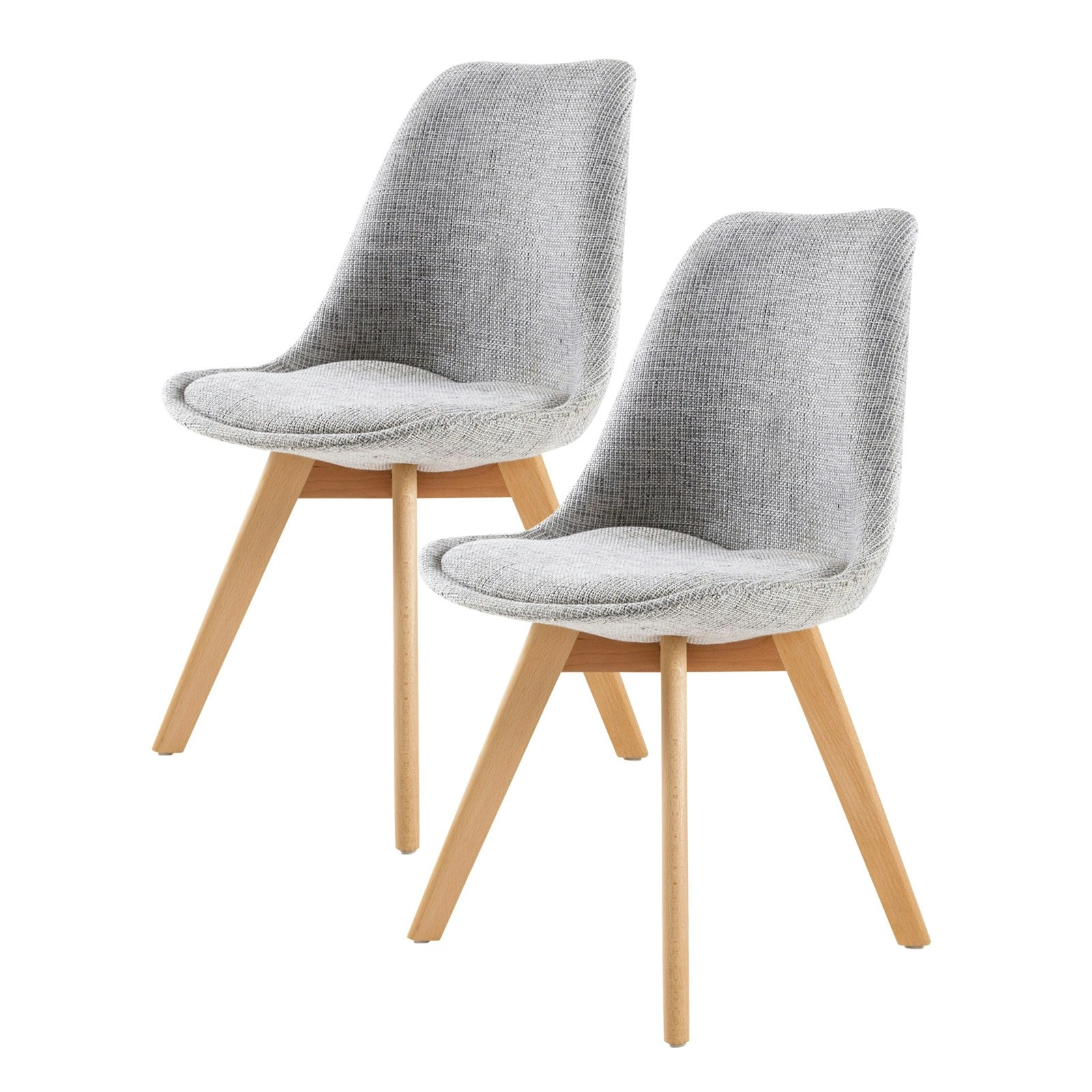 2X Padded Seat Dining Chair Fabric - GREY