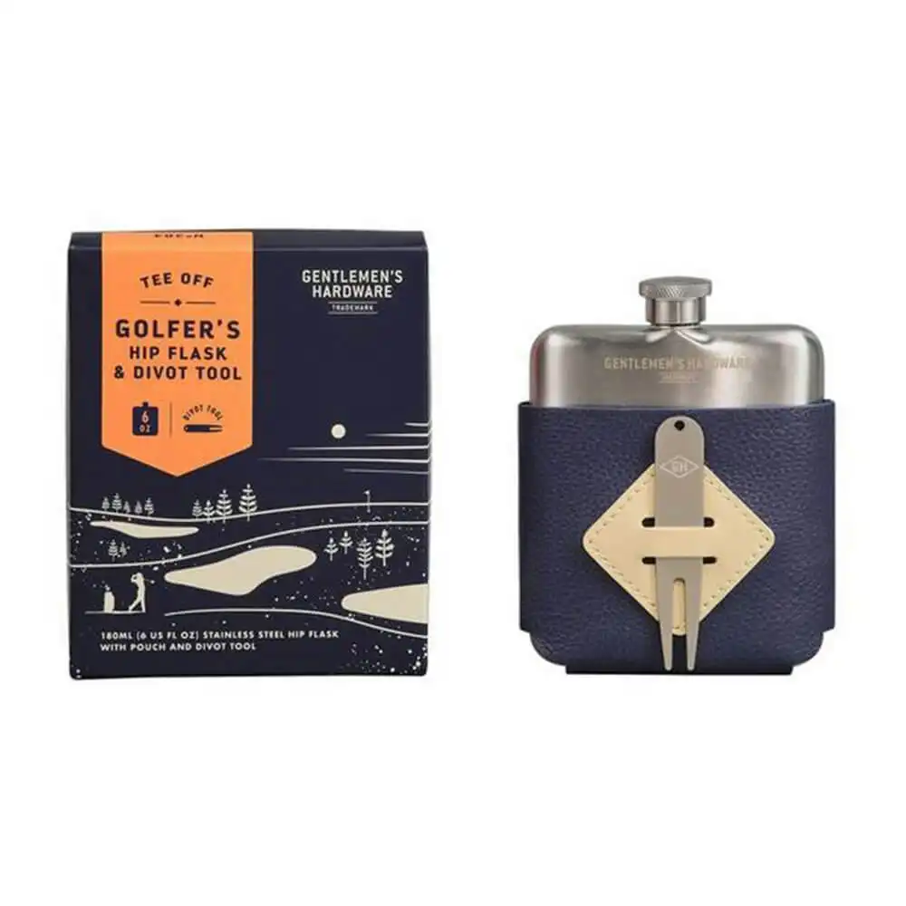 Gentlemen's Hardware Golfers Hip Flask & Divot Tool