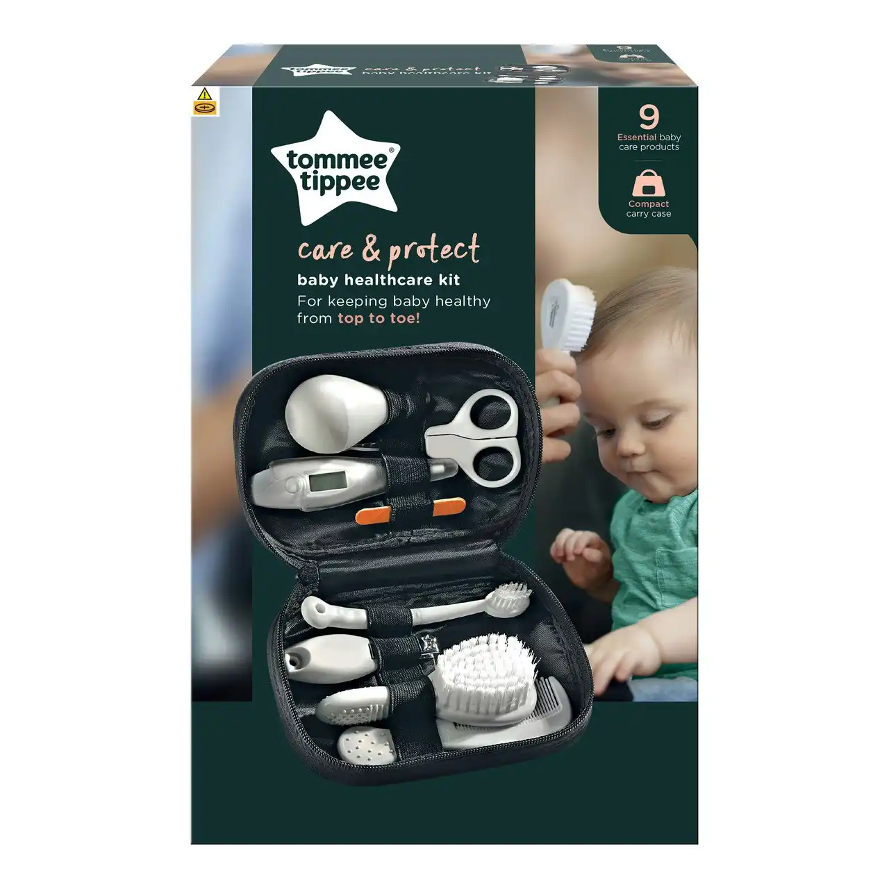 Tommee Tippee Baby Healthcare and Grooming Kit, 9x Essential Newborn Care Items for Home and Travel, Wipe-Clean and Waterproof Travel Case