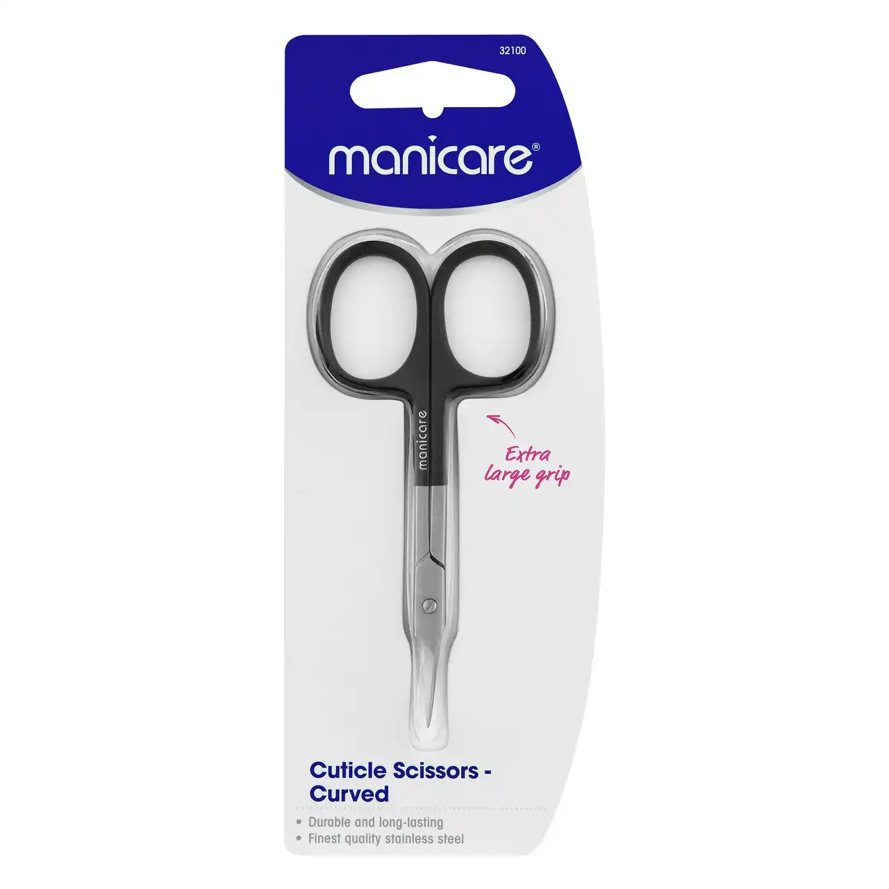 Manicare Cuticle Scissors, Curved, Extra Large Grip