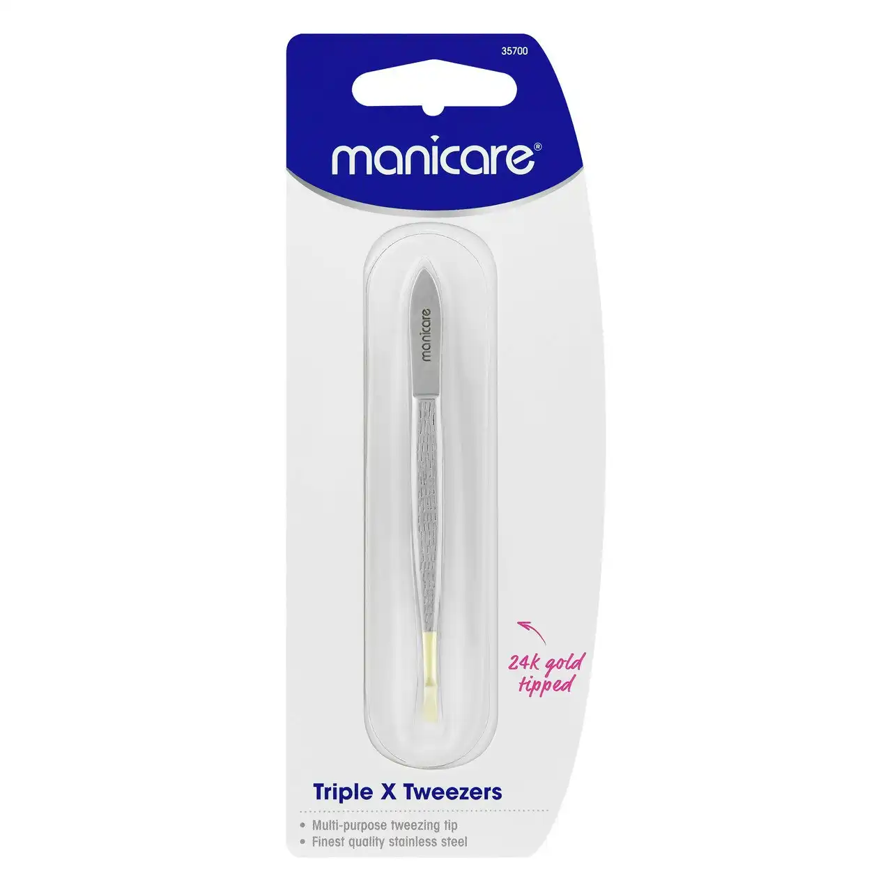 Manicare Triple X Tweezers, Gold Tipped