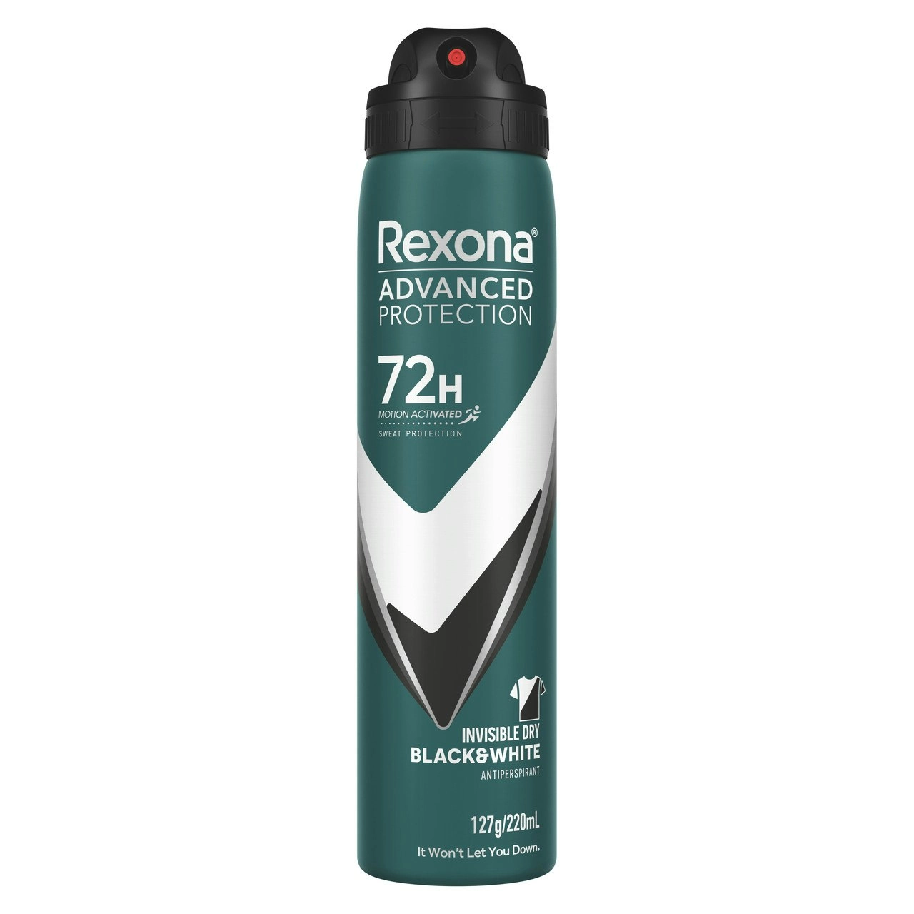 Rexona Men Advanced Antiperspirant Deodorant Aerosol Invisible Dry Black & White 72-Hour Protection 220ml