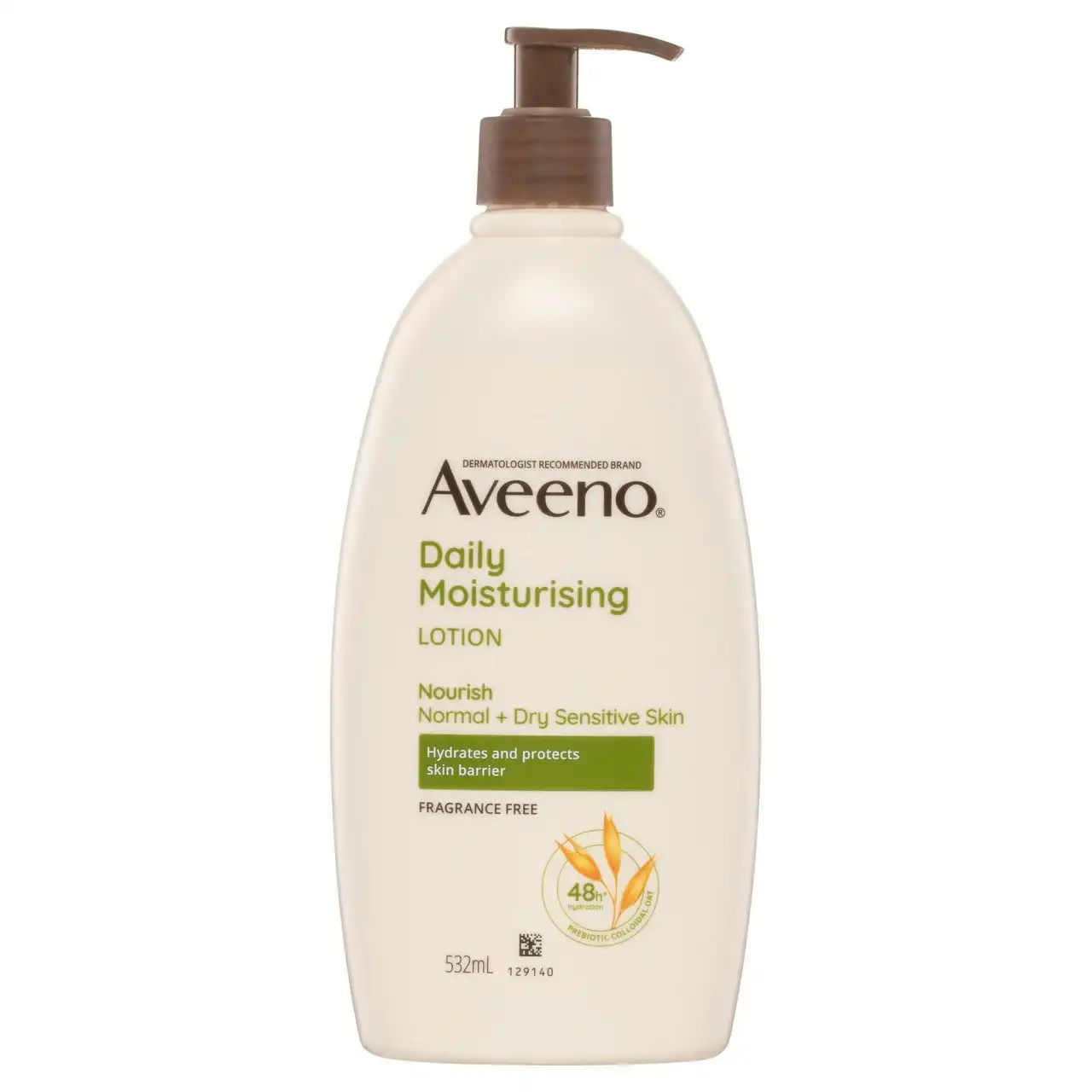 Aveeno Daily Moisturising Non-Greasy Fragrance Free Body Lotion 48-Hour Hydration Soothe Normal Dry Sensitive Skin 532mL